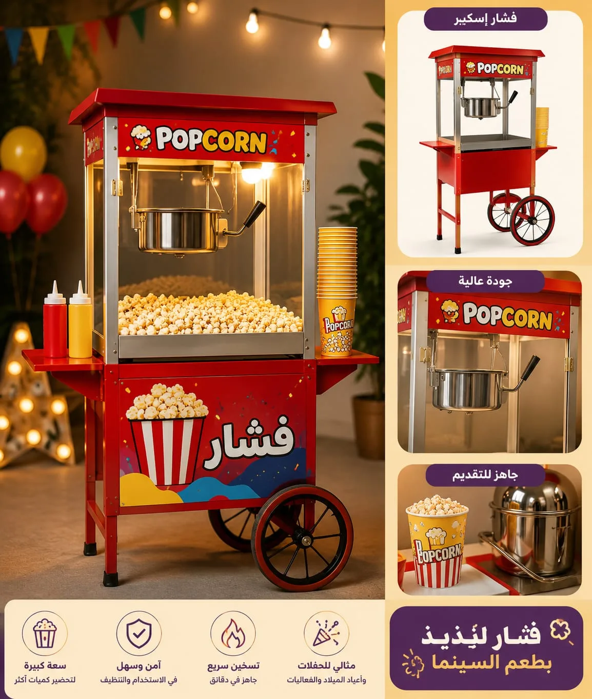 عربة فشار للإيجار